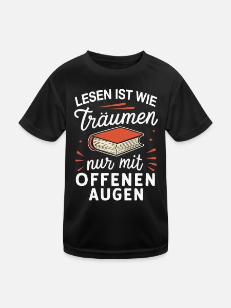 Book Reading Books Book Nerd Bookworm - Kids Functional T-Shirt - black - Front