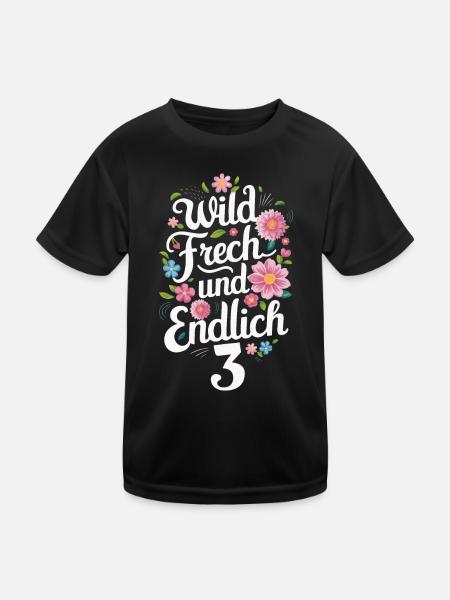 Birthday Gift 3 Years Children's Birthday - Kids Functional T-Shirt - black - Front