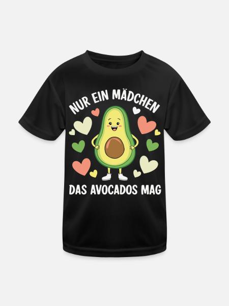 Avocado Frucht Vegan Vegetarier Veganer Avocados - Kinder Funktions-T-Shirt - Schwarz - Vorne