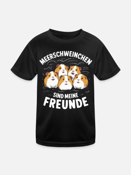 Meerschweinchen Kurzhaar Langhaar Crested Hunde - Kinder Funktions-T-Shirt - Schwarz - Vorne
