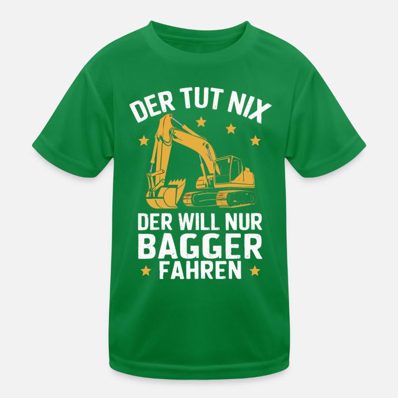 Baggerfahrer Bauarbeiter Baustelle Baumaschine Kinder Funktions-T-Shirt