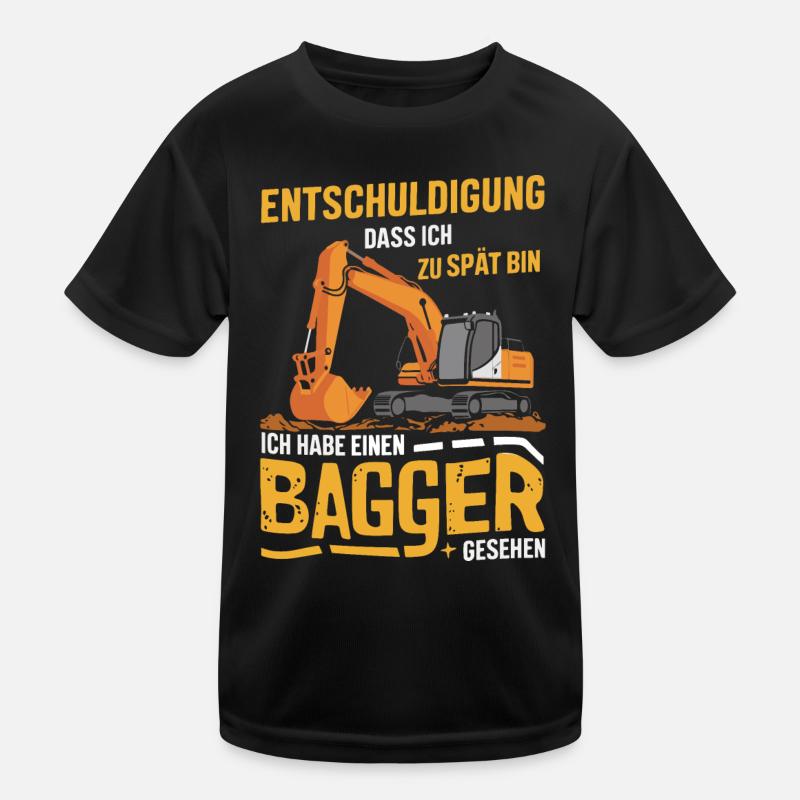 Baggerfahrer Bauarbeiter Baustelle Baumaschine Kinder Funktions-T-Shirt