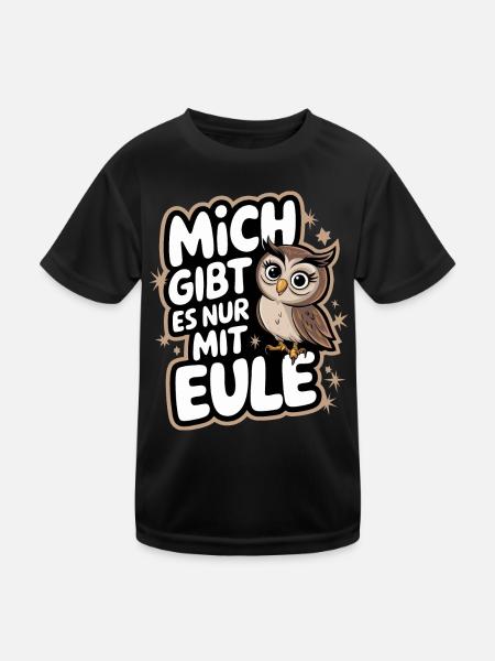 Nachteule Eule Eulen Vogel - Kinder Funktions-T-Shirt - Schwarz - Vorne