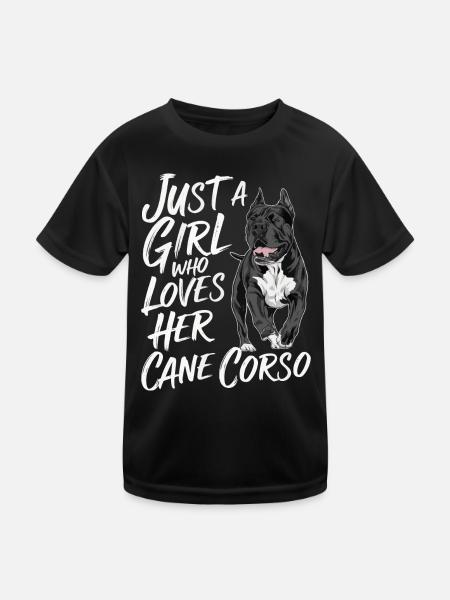 Cane Corso Hund - Kinder Funktions-T-Shirt - Schwarz - Vorne