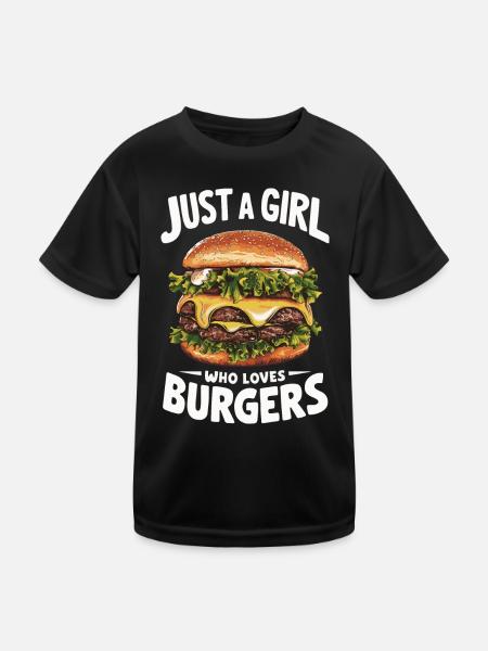 Burger Fast Food Hamburger Cheesburger Burgers - Kids Functional T-Shirt - black - Front