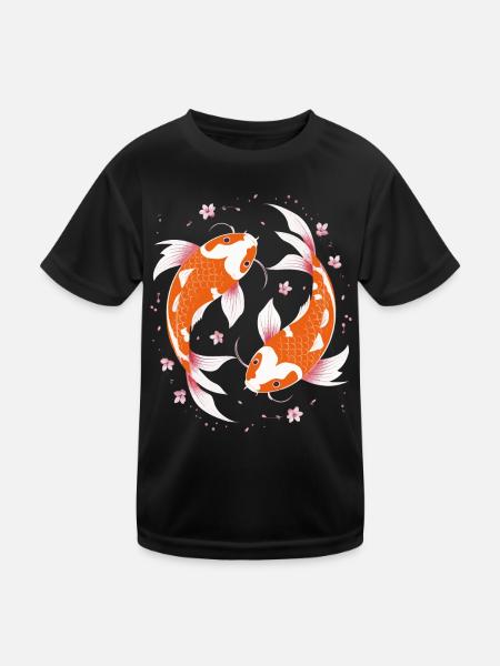 Koi Poisson Carpe Japon Chine Poisson - T-shirt sport Enfant - noir - Devant