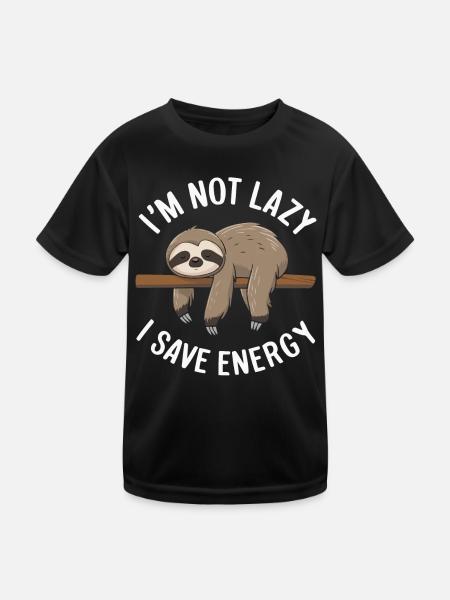 Faultier Faultiere Schlafen Faul - Kinder Funktions-T-Shirt - Schwarz - Vorne