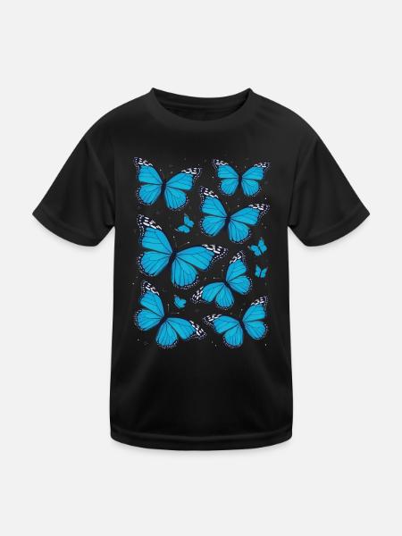 Schmetterling Monarchfalter Bunt Schmetterlinge - Kinder Funktions-T-Shirt - Schwarz - Vorne