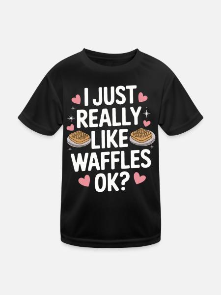 Gaufres Bonbons pour le petit-déjeuner - T-shirt sport Enfant - noir - Devant