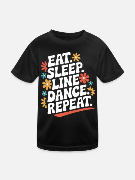Line Dancing Dancing Dancers - Kids Functional T-Shirt - black - Front