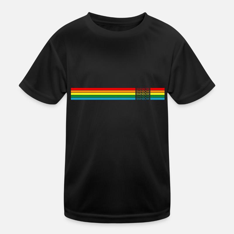 Rainbow Regenbogen - Kinder Funktions-T-Shirt - Schwarz