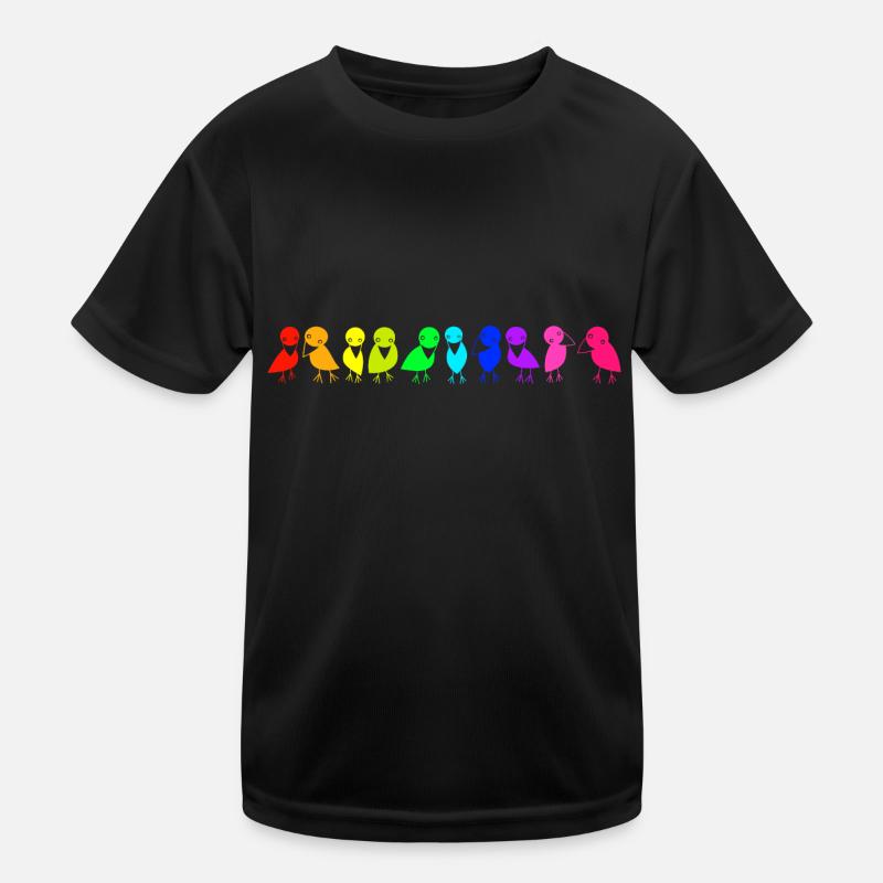 bunte Vogelreihe Raben Kinder Funktions-T-Shirt