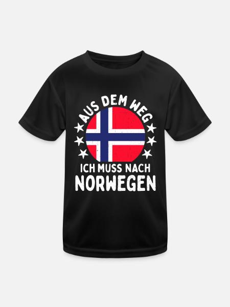 Norwegen Skandinavien Flagge Angler Norway angeln - Kinder Funktions-T-Shirt - Schwarz - Vorne