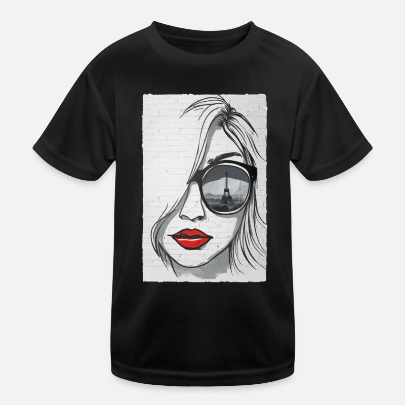 Graffiti-Mädchen in Paris - Eiffelturm Kinder Funktions-T-Shirt