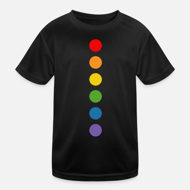 Regenbogen rounds - Kinder Funktions-T-Shirt - Schwarz