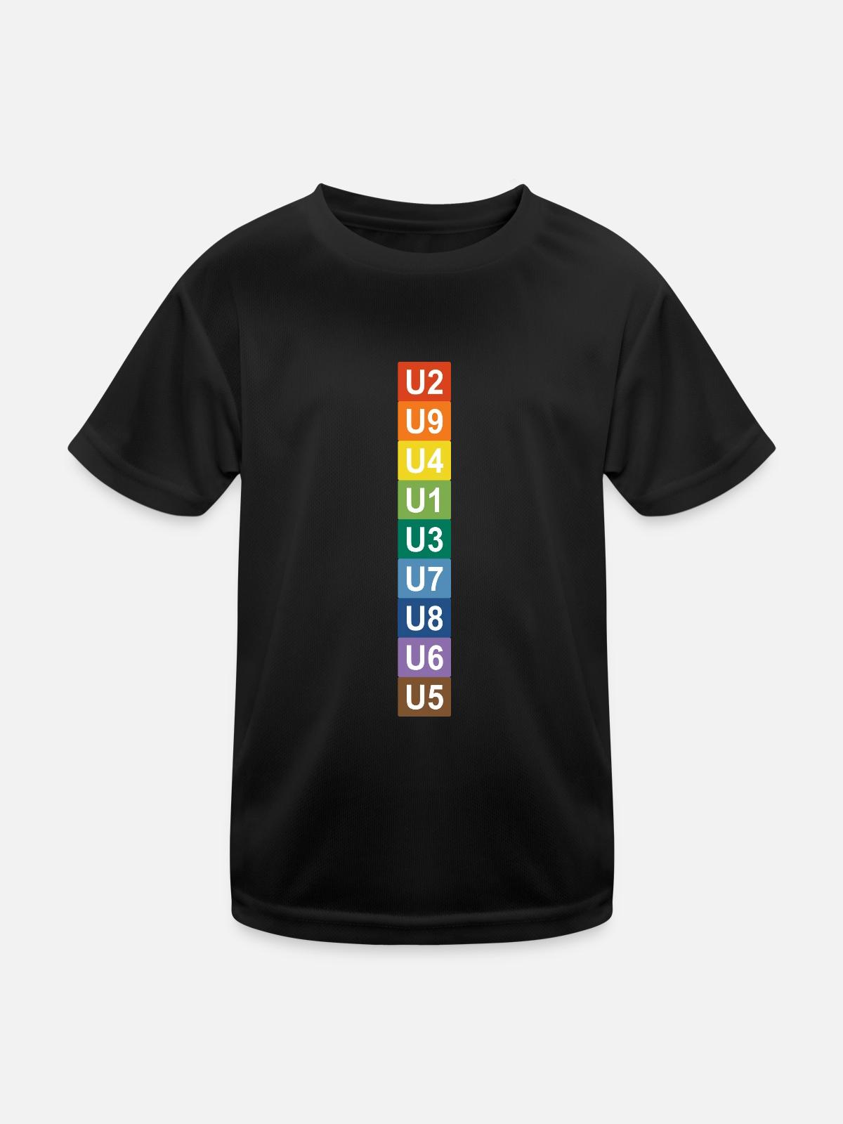 U-Bahn Regenbogen Berlin - Kinder Funktions-T-Shirt - Schwarz - Vorne
