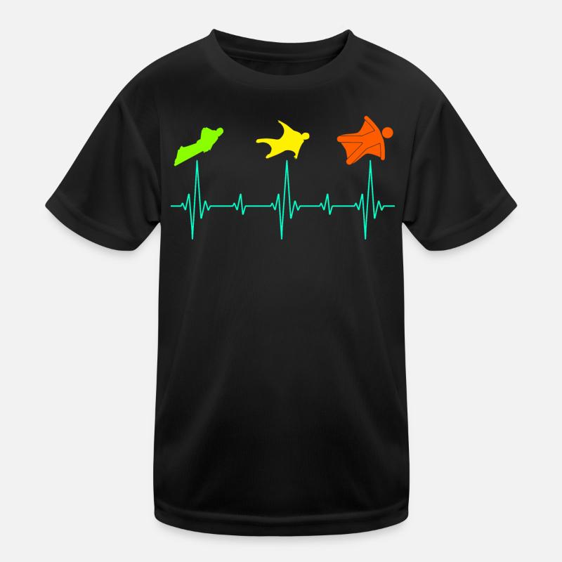 Wingsuit flying Base Jumping Skydiving Heartbeat Kids Functional T-Shirt