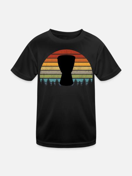 Djembe Player Drummer Music Drum Vintage Retro - Kids Functional T-Shirt - black - Front