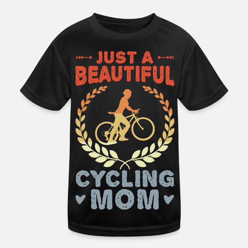 Fahrrad Mutter Kinder Funktions-T-Shirt
