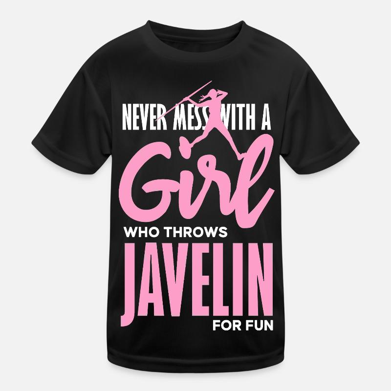 Javelin thrower with fun statement Kids Functional T-Shirt