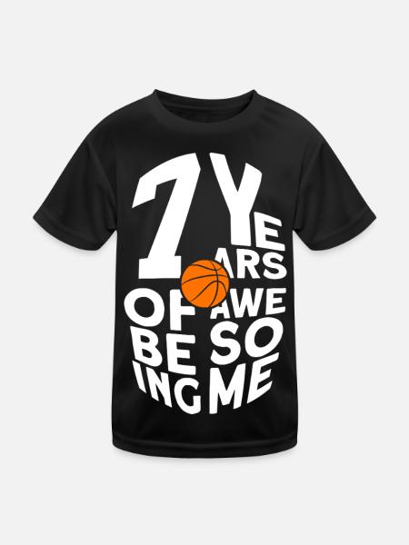 7 ANS À ÊTRE GÉNIAL BASKET 7E ANNIVERSAIRE - T-shirt sport Enfant - noir - Devant