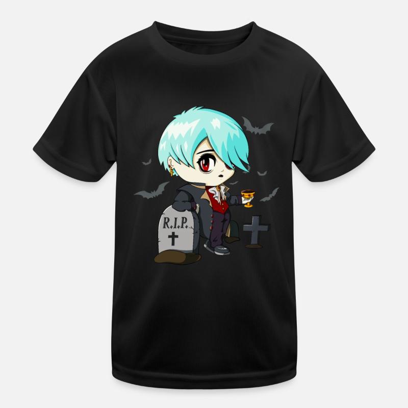 Gothique Vampire Emo Anime Goth Chibi Sur Cimetière T-shirt sport Enfant