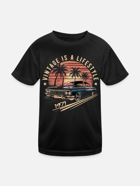 Voiture Classique Rétro Vintage 1971 Légendaire Depuis 1971 - T-shirt sport Enfant - noir - Devant