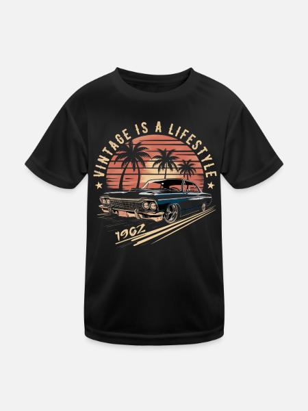 Vintage 1962 Retro Oldtimer Legendär seit 1962 - Kinder Funktions-T-Shirt - Schwarz - Vorne