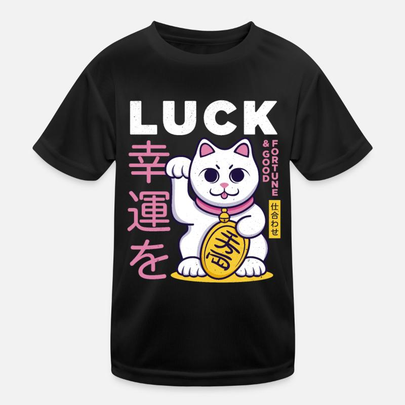 Lucky Cat Good Luck Kids Functional T-Shirt