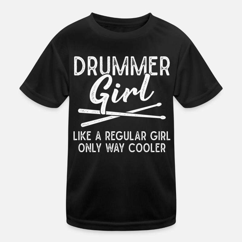 Schlagzeuger Mädchen Schlagzeug Drumsticks Kinder Funktions-T-Shirt