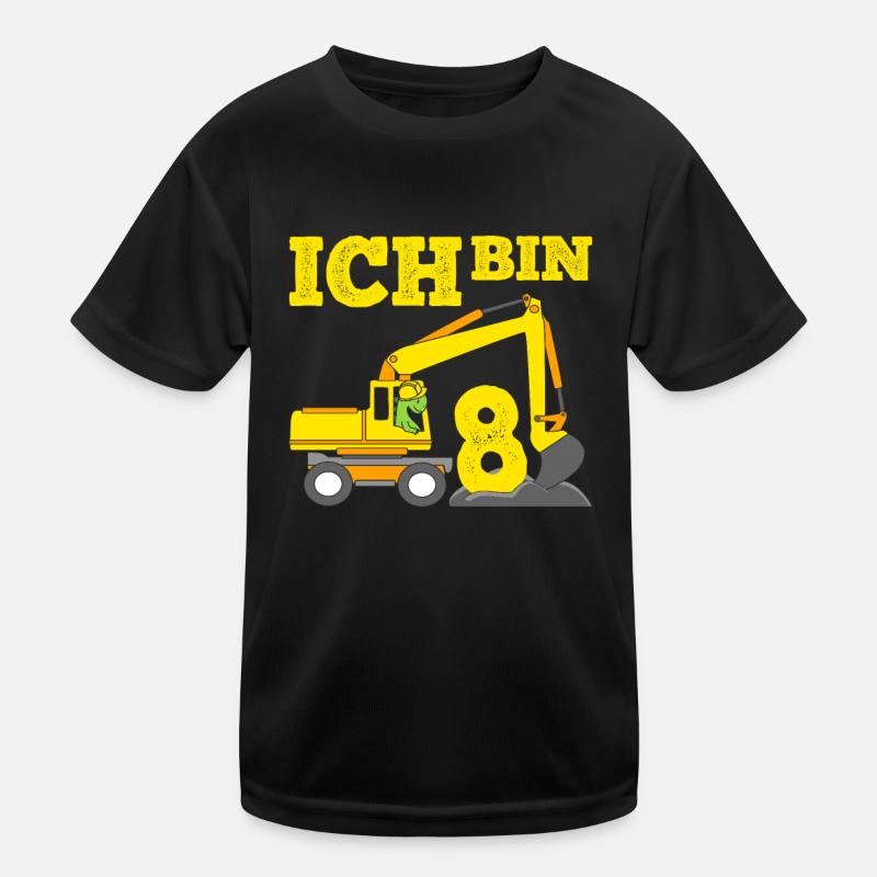 Geburtstagsgeschenk 5. Geburtstag Dino & Bagger Kinder Funktions-T-Shirt
