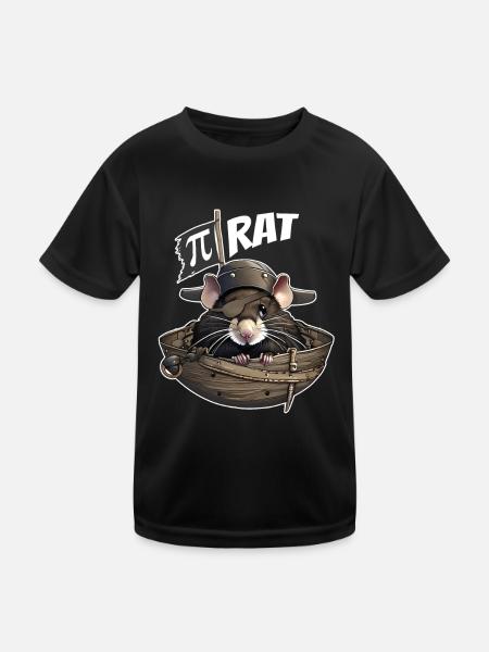 Pi Rat - Pirate, jeu de mots amusant avec rat - T-shirt sport Enfant - noir - Devant