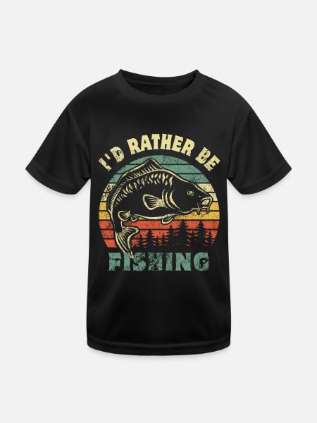 Angler - fishing - I'd rather be fishing - Kids Functional T-Shirt - black - Front