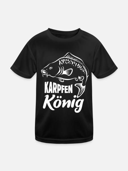 Karpfenkönig - Angler - angeln - Karpfen - Kinder Funktions-T-Shirt - Schwarz