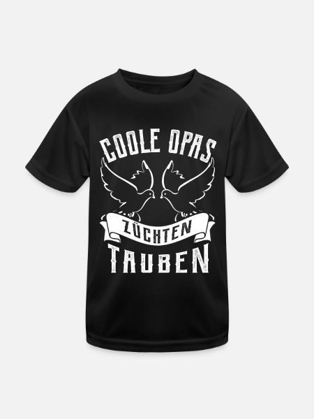 Coole Opas - Brieftauben Taubenzüchter - Kinder Funktions-T-Shirt - Schwarz - Vorne