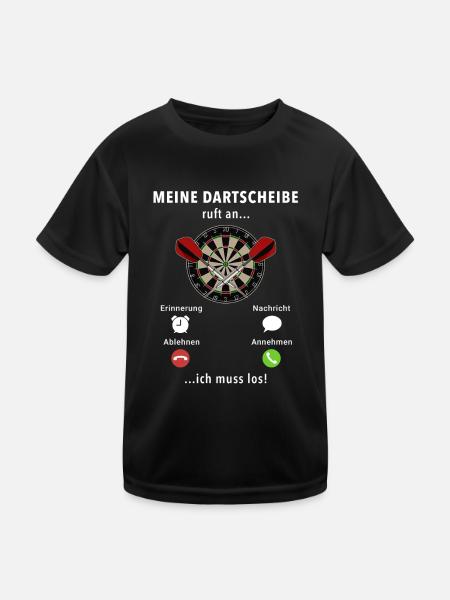 Meine Dartscheibe ruft an - ich muss los - Spruch - Kinder Funktions-T-Shirt - Schwarz - Vorne