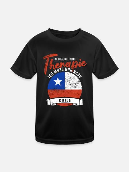 Ich brauche keine Therapie ich muss nach Chile - Kinder Funktions-T-Shirt - Schwarz - Vorne