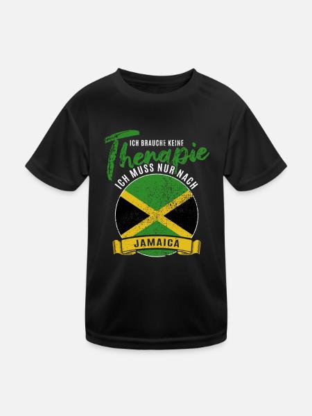 Ich brauche keine Therapie ich muss nach Jamaica - Kinder Funktions-T-Shirt - Schwarz - Vorne