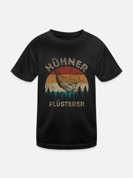 Hühnerflüsterer - Huhn - Hühnerfan - Kinder Funktions-T-Shirt - Schwarz - Vorne