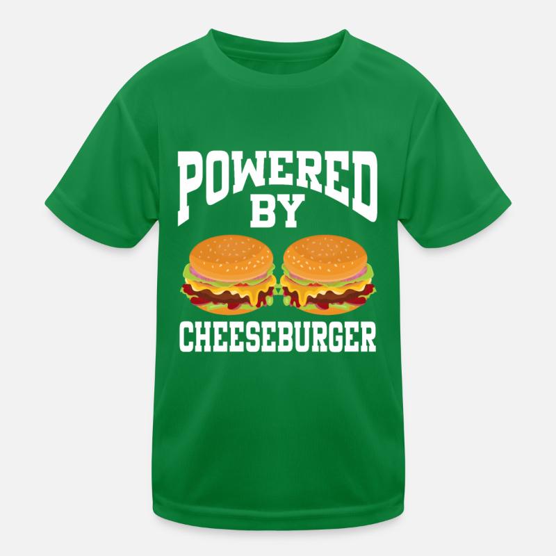 Powered By Cheeseburger Kinder Funktions-T-Shirt