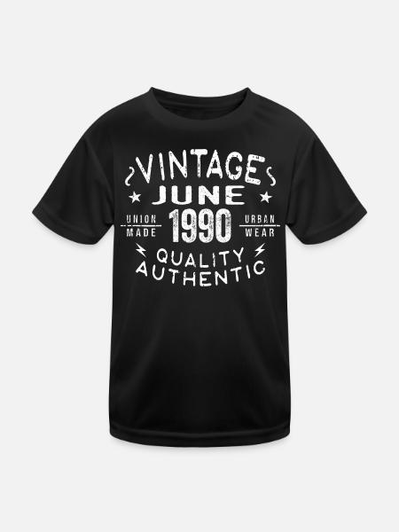 1990 June 1990 Anniversary June 1990 June Birthday - Kids Functional T-Shirt - black - Front