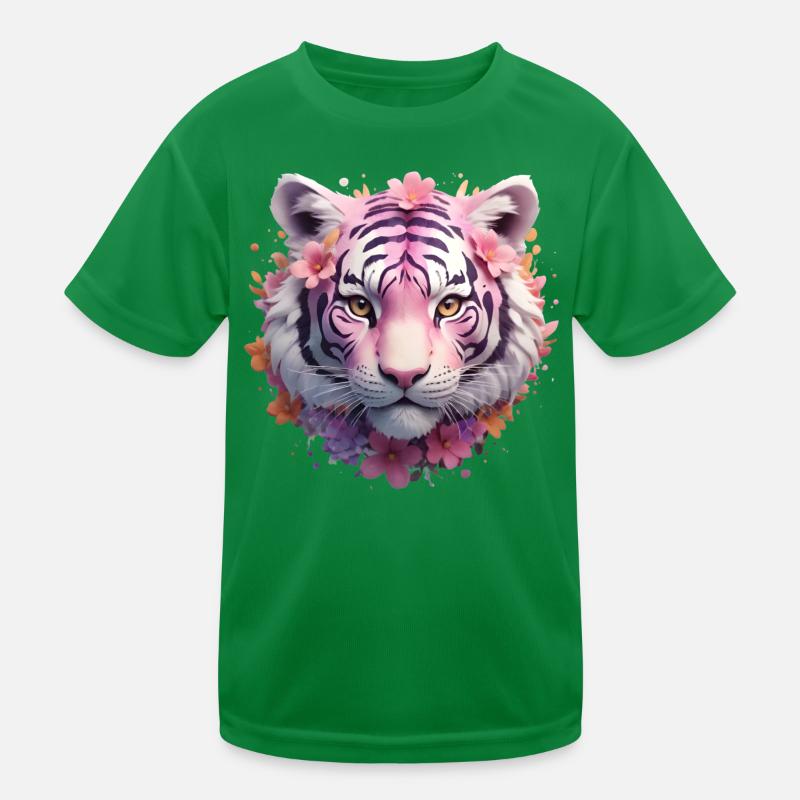 Tiger Kopf Kinder Funktions-T-Shirt