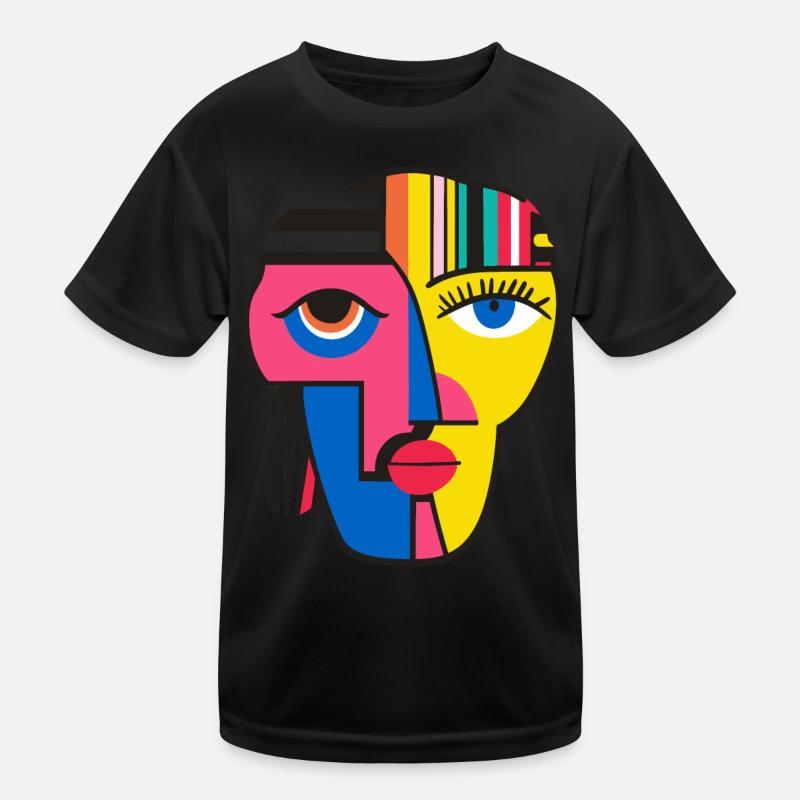 Bold and Colorful Abstract Face Art Design Kids Functional T-Shirt