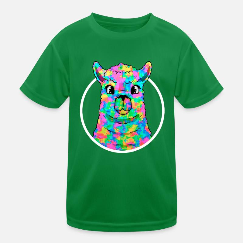 Regenbogen Lamakopf Alpacakopf Kinder Funktions-T-Shirt