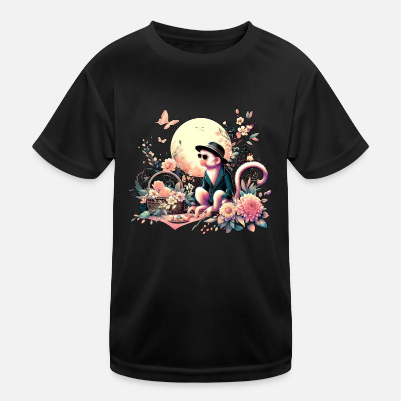 Affe beim Picknick Kinder Funktions-T-Shirt
