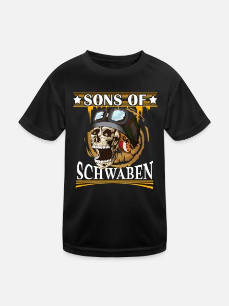 Motorrad Sons of Schwaben Biker Schwäbisch Rocker - Kinder Funktions-T-Shirt - Schwarz - Vorne