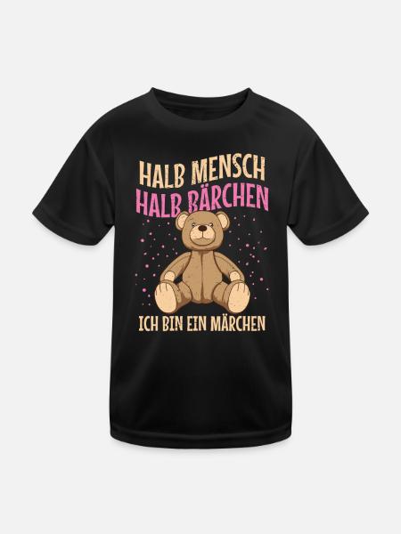 Bär halb Mensch Halb Bärchen, ich bin ein Märchen - Kinder Funktions-T-Shirt - Schwarz - Vorne