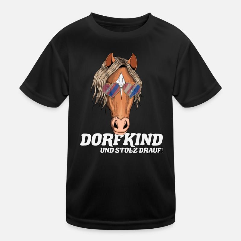 Reiter Spruch Pferde Fan Dorfkind Bauer Bauernhof Kinder Funktions-T-Shirt