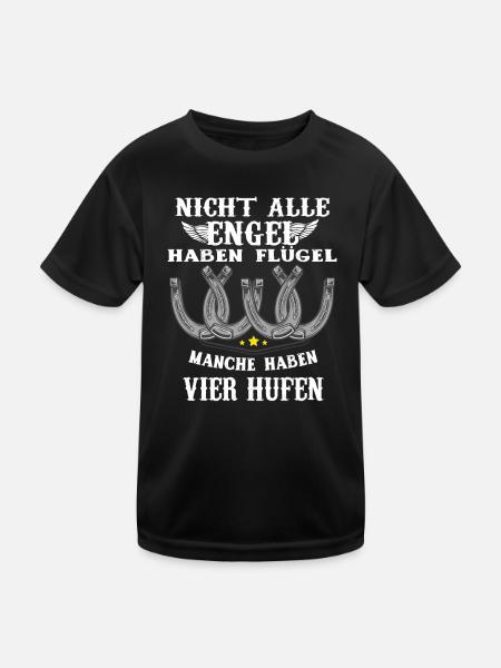 Alle Engel haben Hufen Reiter Fan Pferdeliebhaber - Kinder Funktions-T-Shirt - Schwarz - Vorne