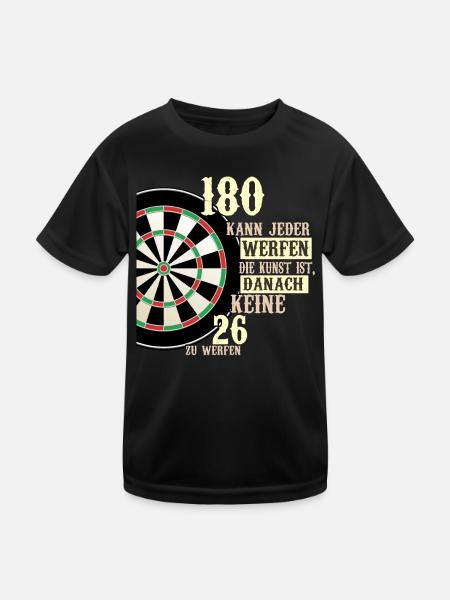 180 kann jeder werfen Dartscheibe Teamplayer Dart - Kinder Funktions-T-Shirt - Schwarz - Vorne